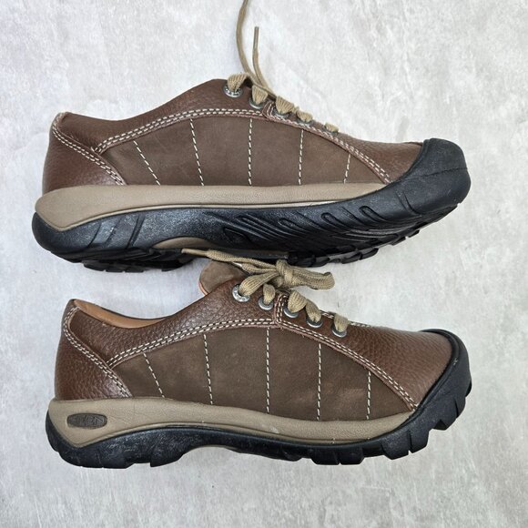 Keen Hiking Shoes Brown Leather Size 7 Outdoor Comfort Trail Lace Up Sneakers - Picture 5 of 13